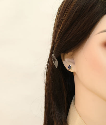 Fine Silver Natural Sapphire Prong Stud Earrings | Ready to Gift-Wrapped with Love