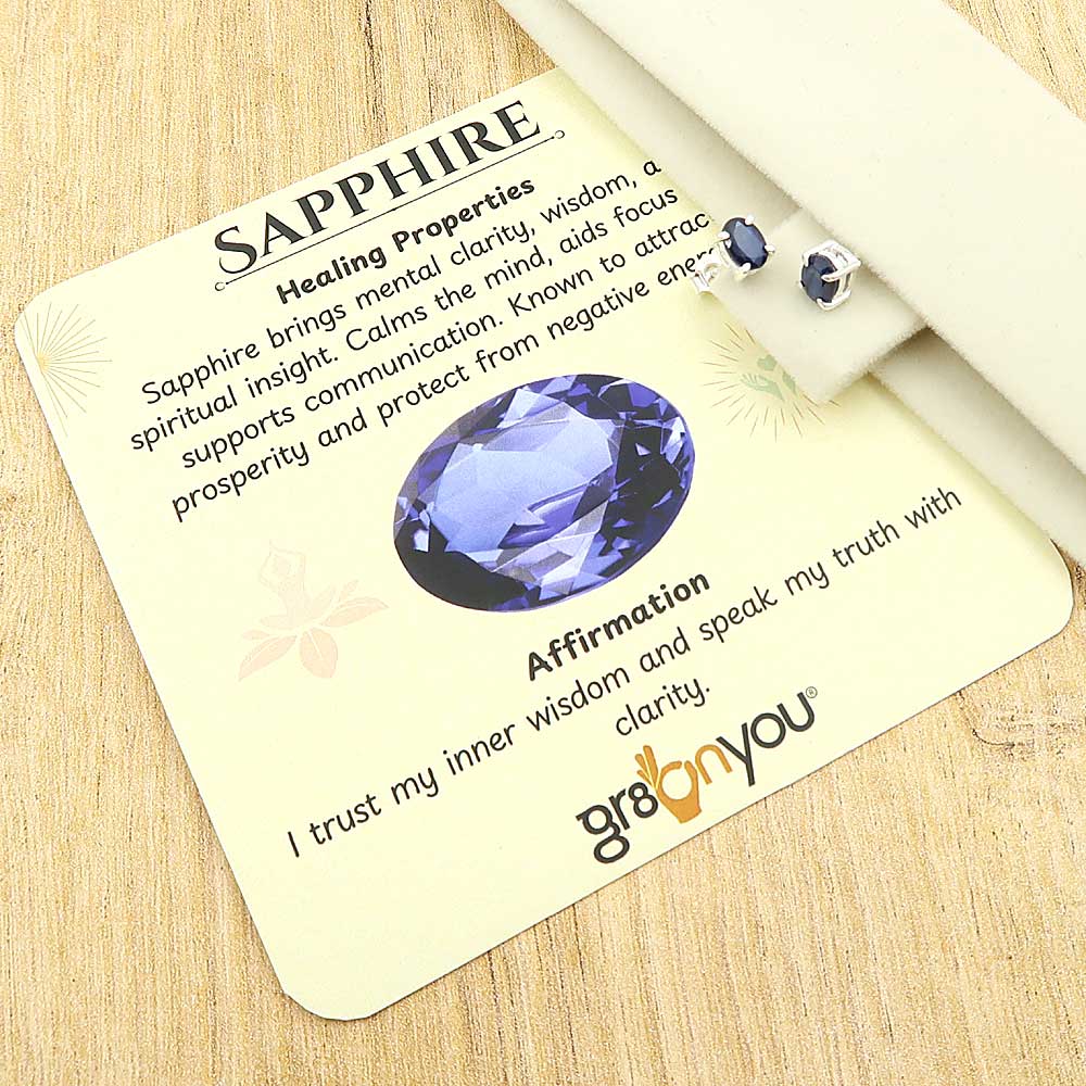 Fine Silver Natural Sapphire Prong Stud Earrings | Ready to Gift-Wrapped with Love
