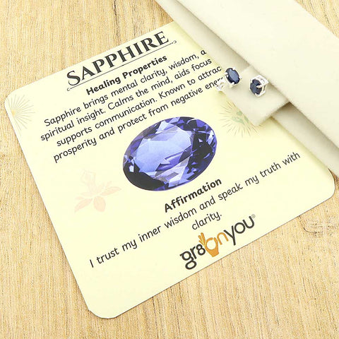 Fine Silver Natural Sapphire Prong Stud Earrings | Ready to Gift-Wrapped with Love