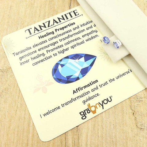 Solid Silver Earth-Mined Tanzanite Stud Earrings | Intricate Hand-Finished Details