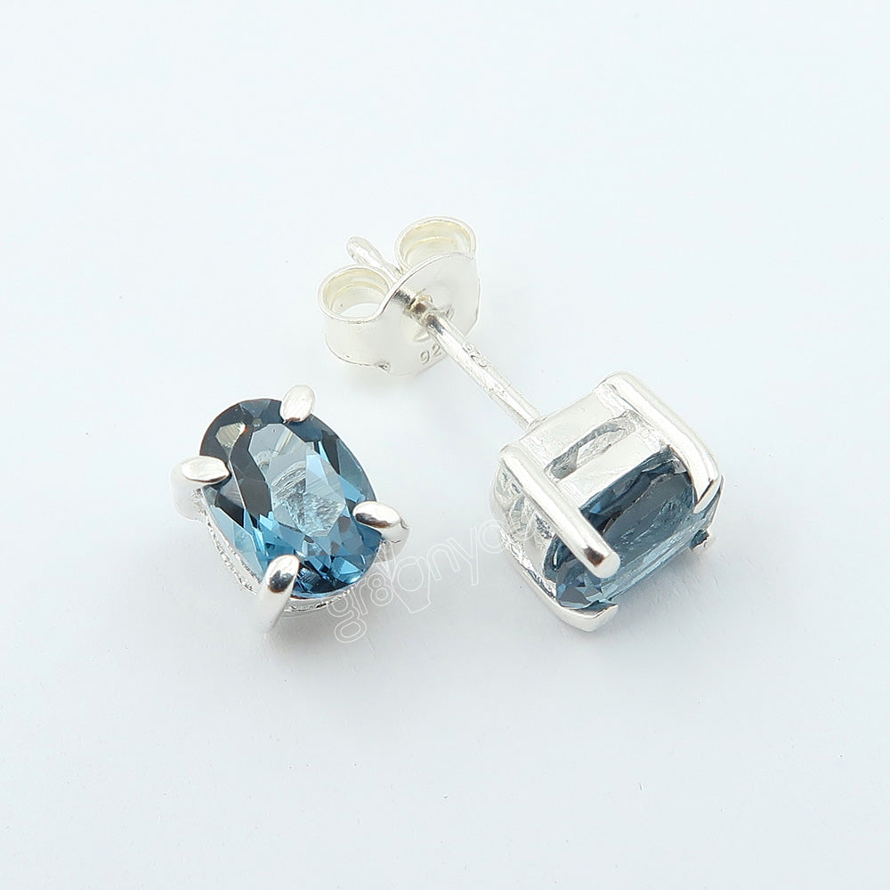 Silver Genuine London Blue Topaz Prong Studs | Built for Daily Wear