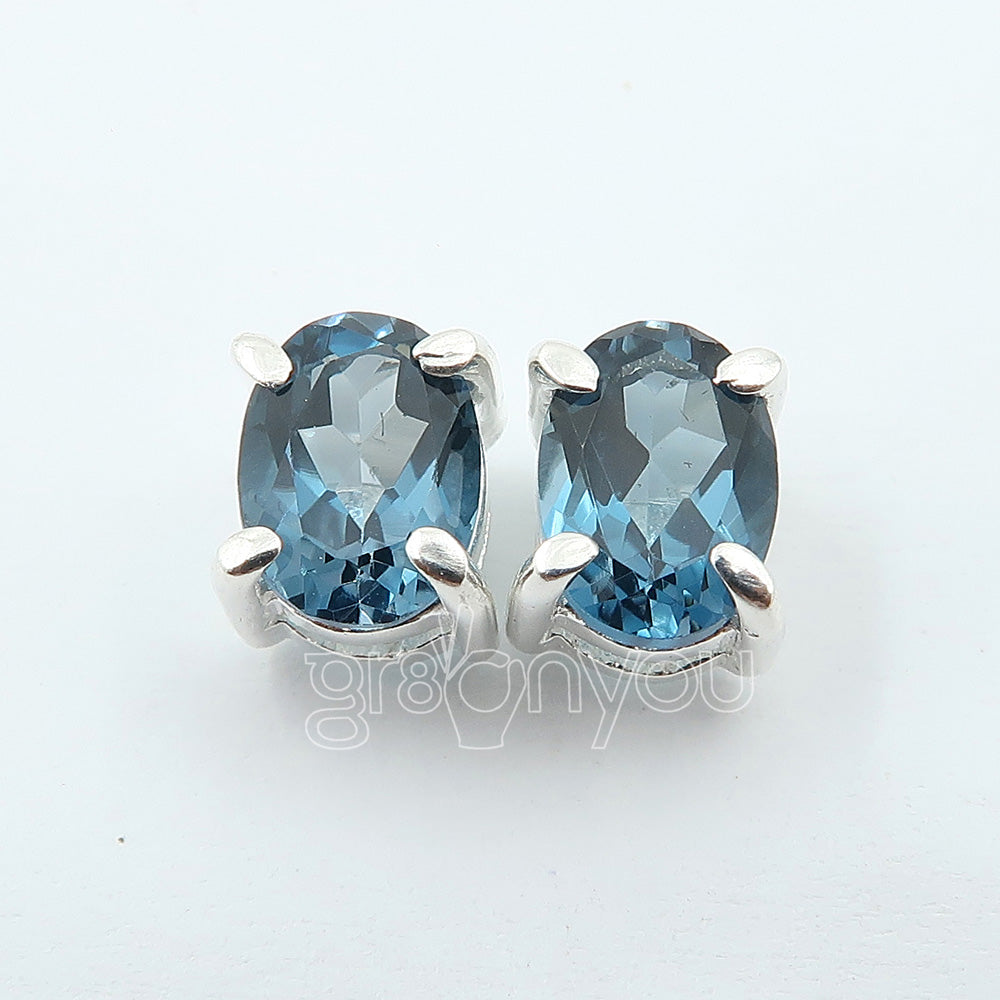 Silver Genuine London Blue Topaz Prong Studs | Built for Daily Wear