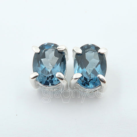 Silver Genuine London Blue Topaz Prong Studs | Built for Daily Wear