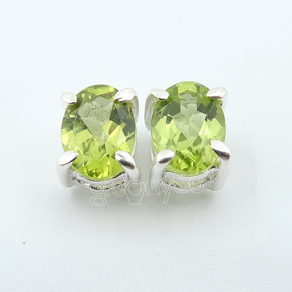 Hallmarked Silver AAA Grade Peridot Prong Earrings | Reinforced Setting Design