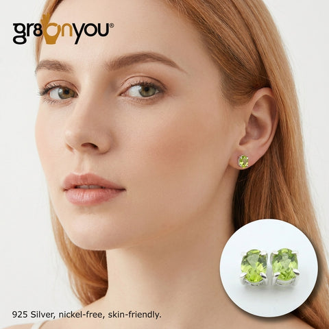 Hallmarked Silver AAA Grade PERIDOT Prong Earrings | Reinforced Setting Design