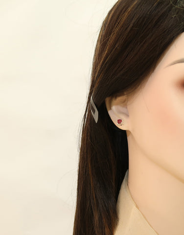 Sold Silver Premium Quality Red Ruby Stud Earrings | Secure Gemstone Mount