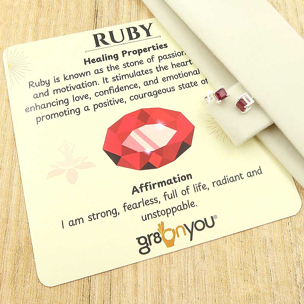 Sold Silver Premium Quality Red Ruby Stud Earrings | Secure Gemstone Mount