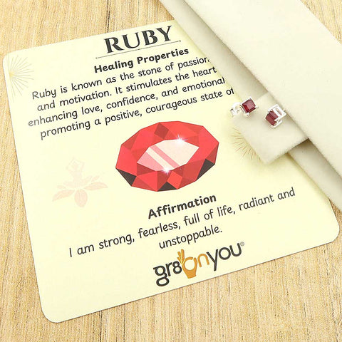 Sold Silver Premium Quality Red Ruby Stud Earrings | Secure Gemstone Mount