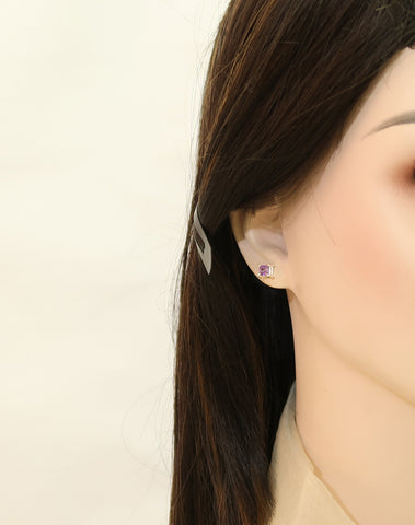 Premium 925 Silver Super Quality Square Amethyst Earrings | Securely Crafted