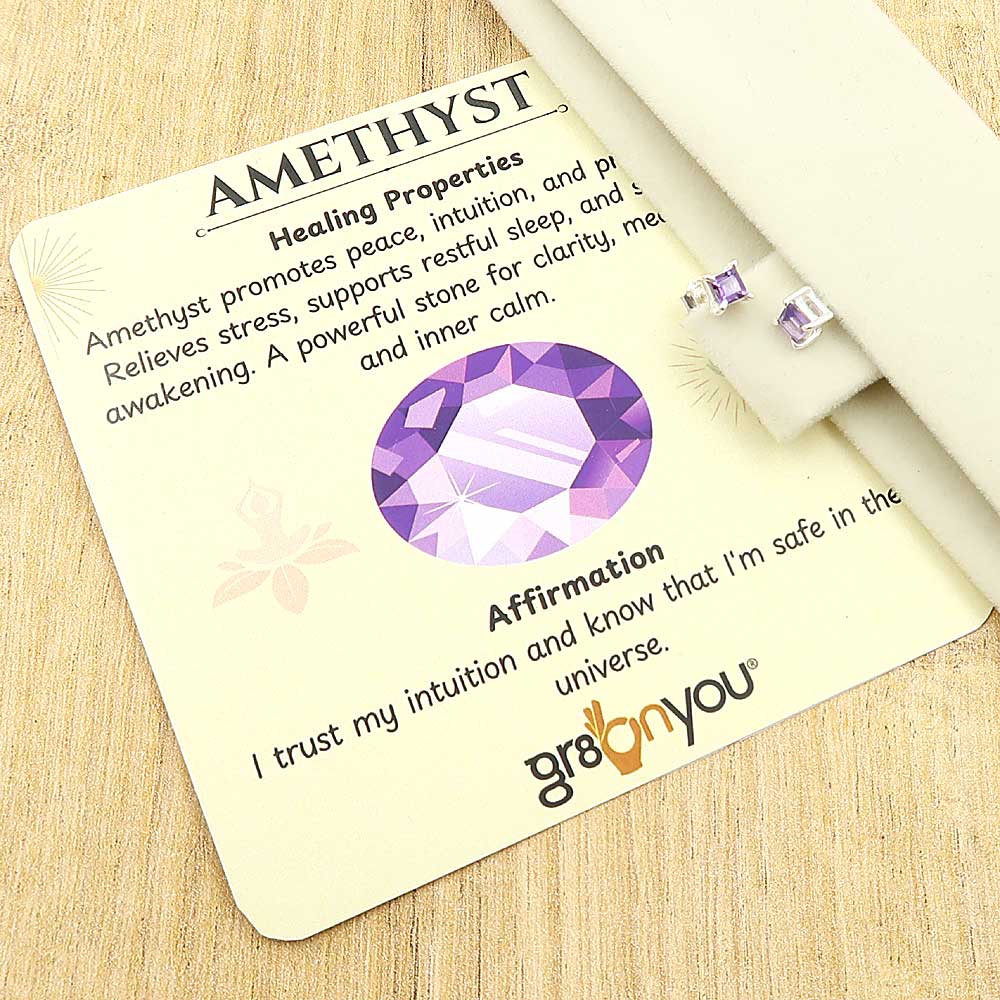 Premium 925 Silver Super Quality Square Amethyst Earrings | Securely Crafted