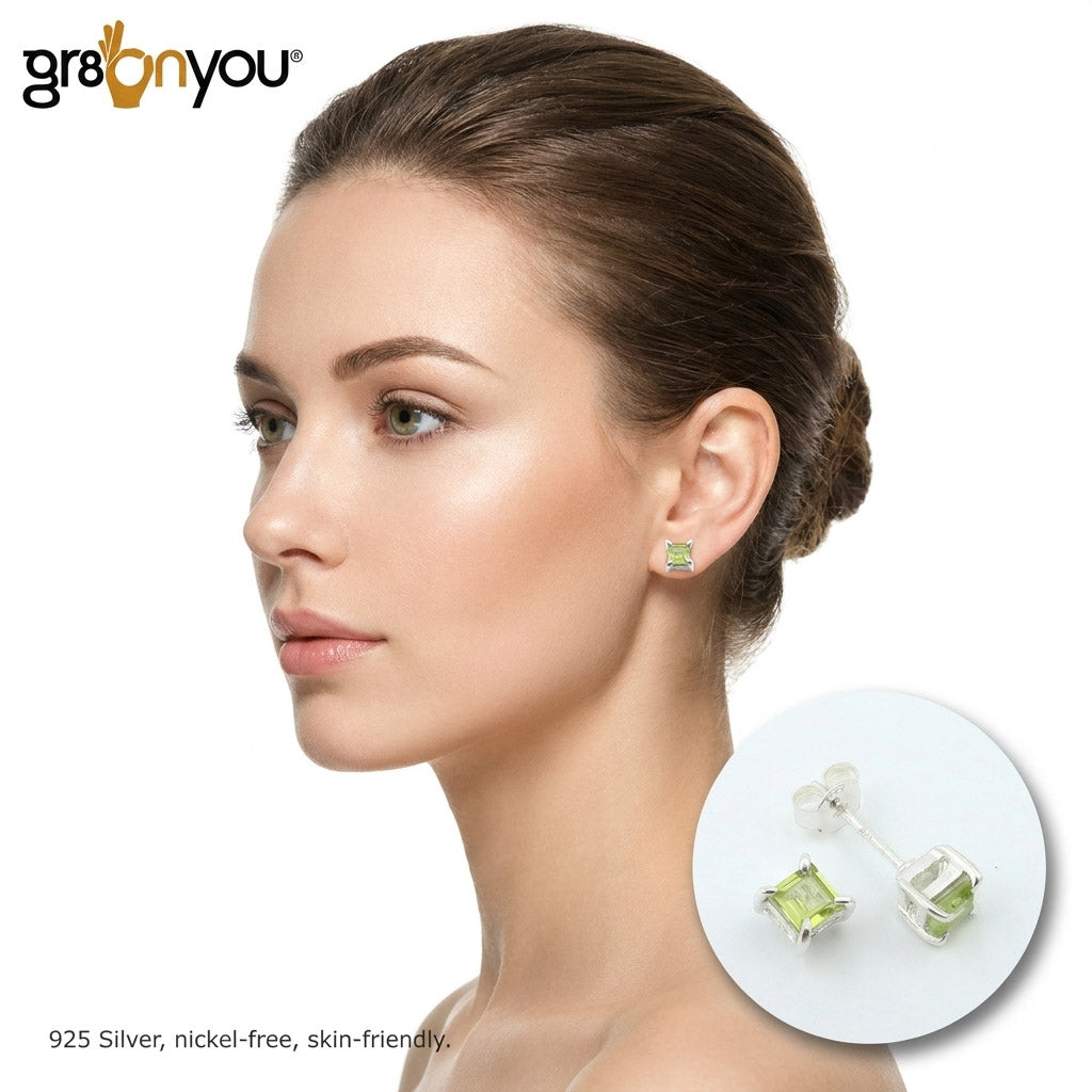 Grüne PERIDOT-Ohrringe aus 925er Silber aus ethischer Gewinnung | Markenprodukt von gr8onyou