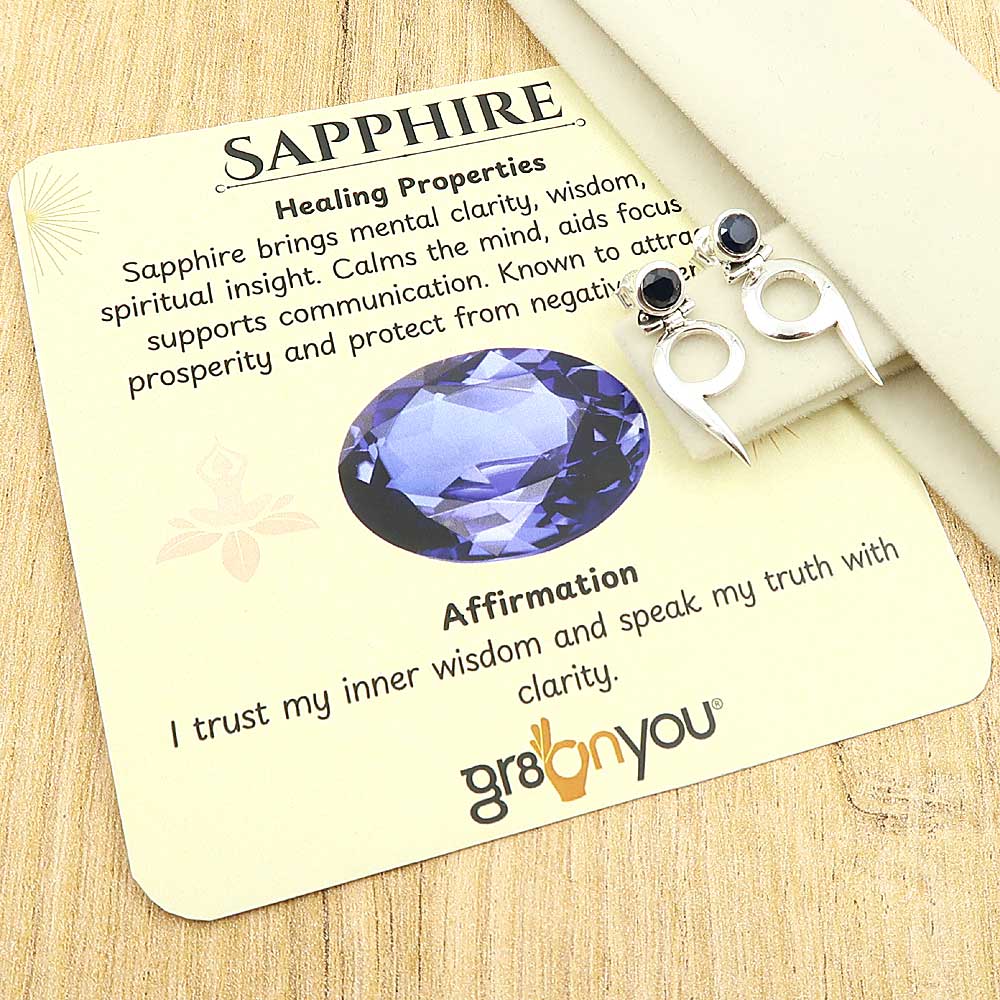 Solid Silver Natural Sapphire Stud Earrings 3.1 cm| Holiday Gifting | Trending Now