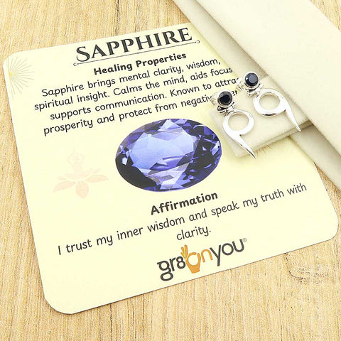Solid Silver Natural Sapphire Stud Earrings 3.1 cm| Holiday Gifting | Trending Now