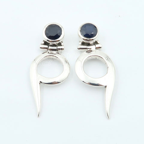 Solid Silver Natural Sapphire Stud Earrings 3.1 cm| Holiday Gifting | Trending Now