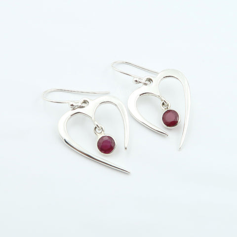 Pure Silver Earth-Mined Ruby Heart Earrings 3.8 cm| Trending Worldwide
