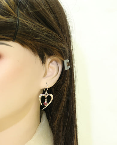 Pure Silver Earth-Mined Ruby Heart Earrings 3.8 cm| Trending Worldwide