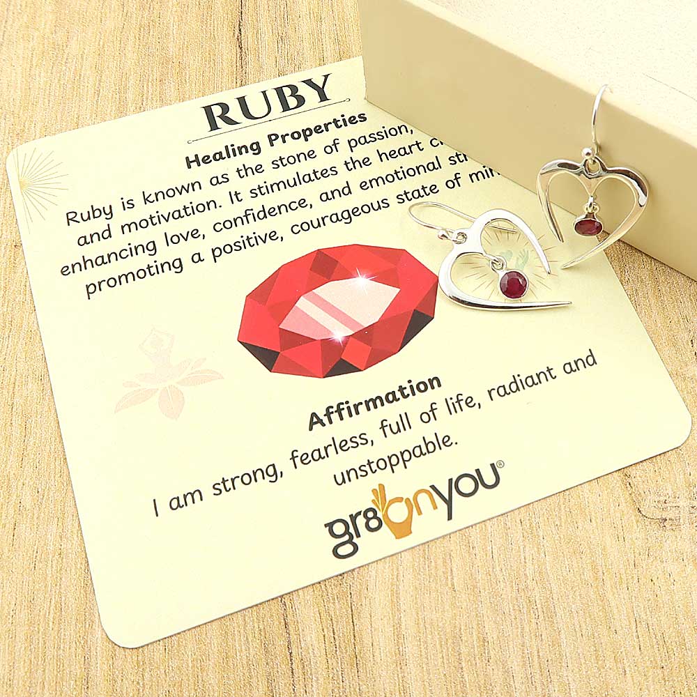Pure Silver Earth-Mined Ruby Heart Earrings 3.8 cm| Trending Worldwide
