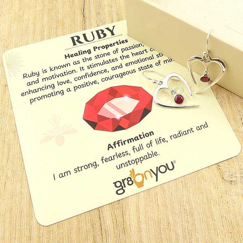 Pure Silver Earth-Mined Ruby Heart Earrings 3.8 cm| Trending Worldwide