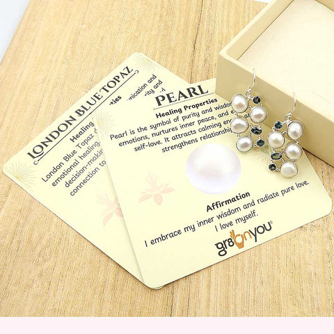 Sold Silver AAA Grade Biwa Pearl, London Blue Topaz Huge Earrings | Best Seller