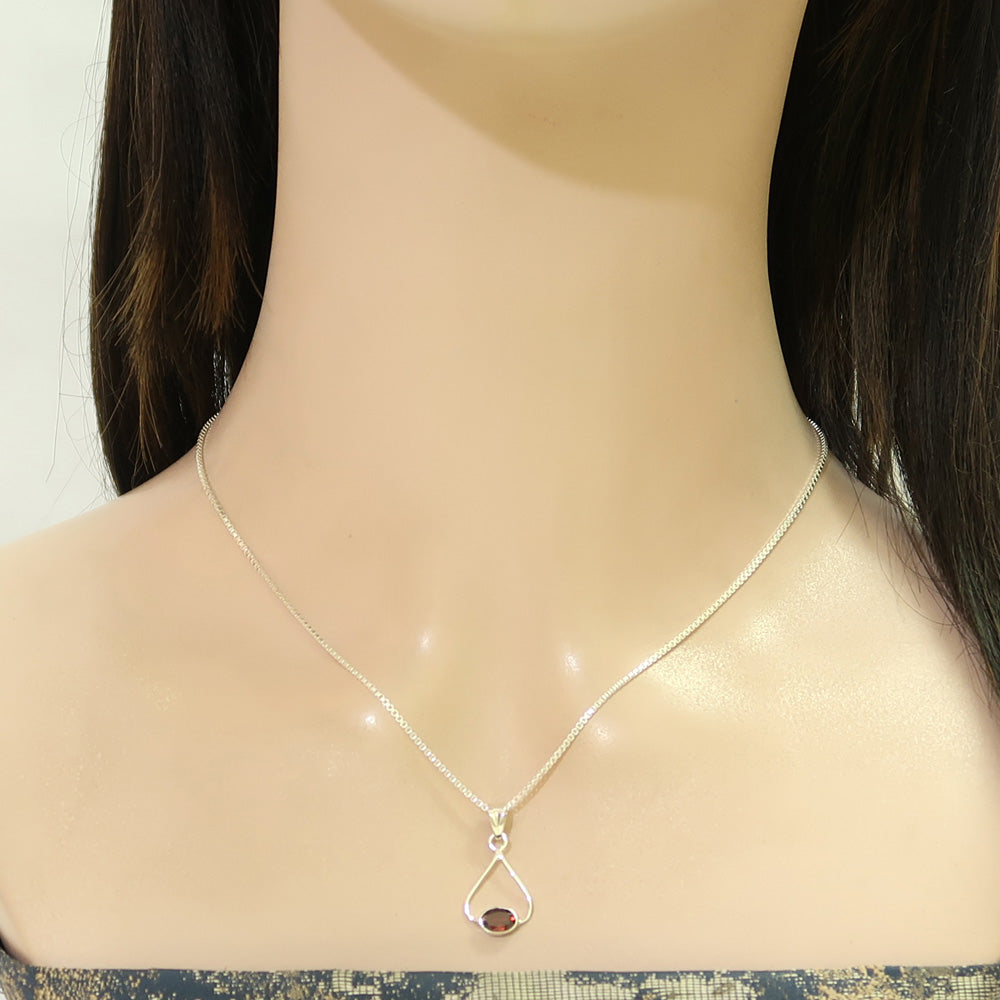 Free Silver Chain 925 Silver Rare Garnet Jewellery Set | Style for Every Occasion