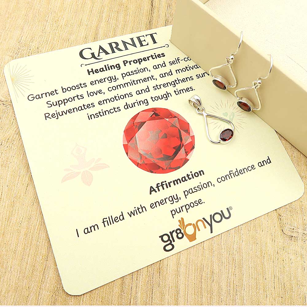 Free Silver Chain 925 Silver Rare Garnet Jewellery Set | Style for Every Occasion