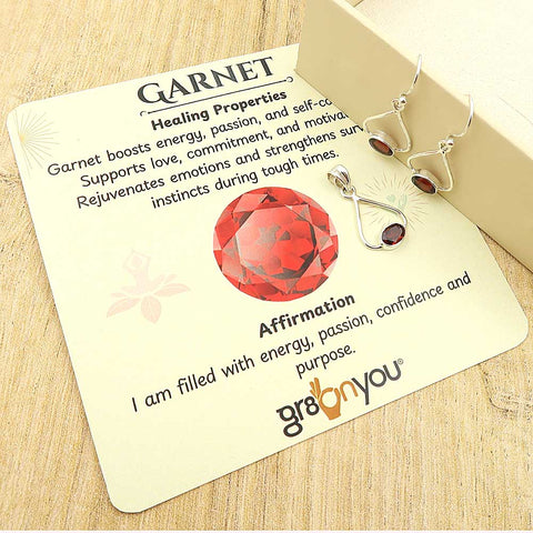 Free Silver Chain 925 Silver Rare Garnet Jewellery Set | Style for Every Occasion
