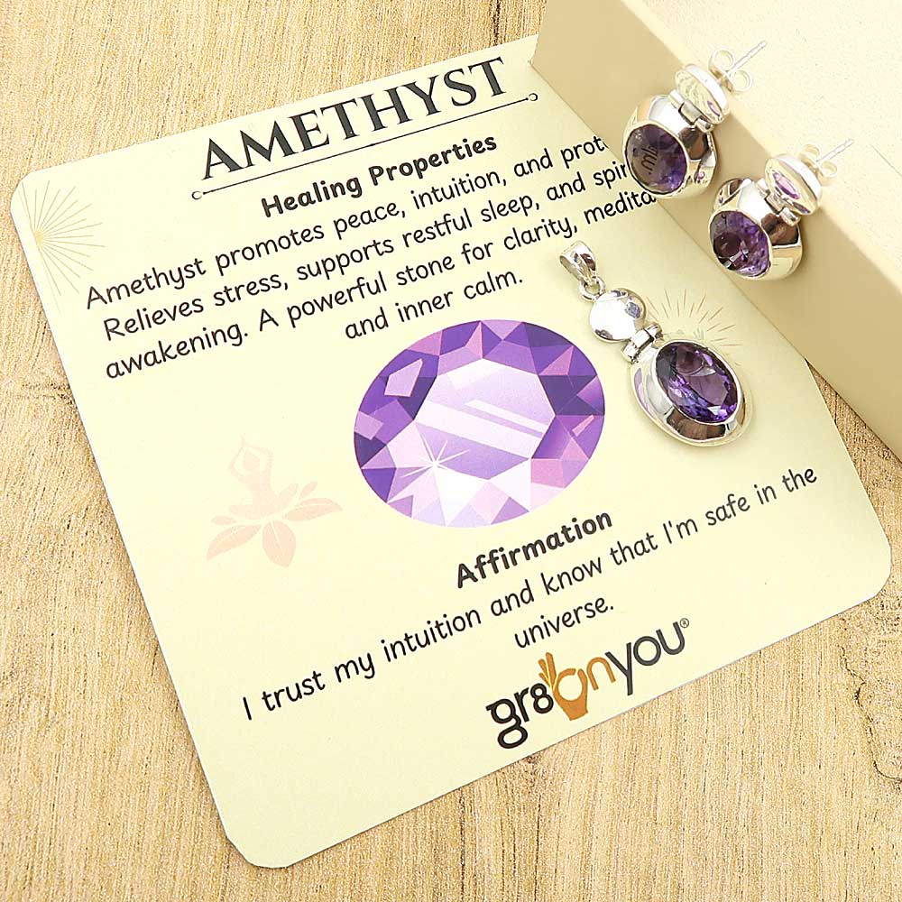 Sold Silver Genuine Amethyst Jewellery Set | Ideal for Gifting Moments