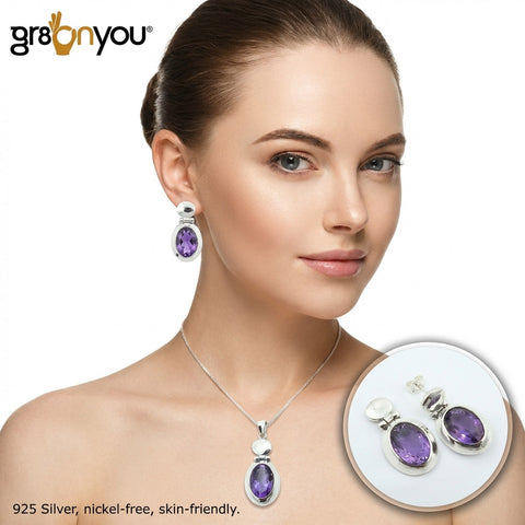 Verkauftes Silber-Schmuckset mit echtem AMETHYST | Ideal zum Verschenken von besonderen Momenten