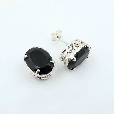 Premium 925 Silver AAA Grade Black Onyx Jewellery Set With Free Box Chain