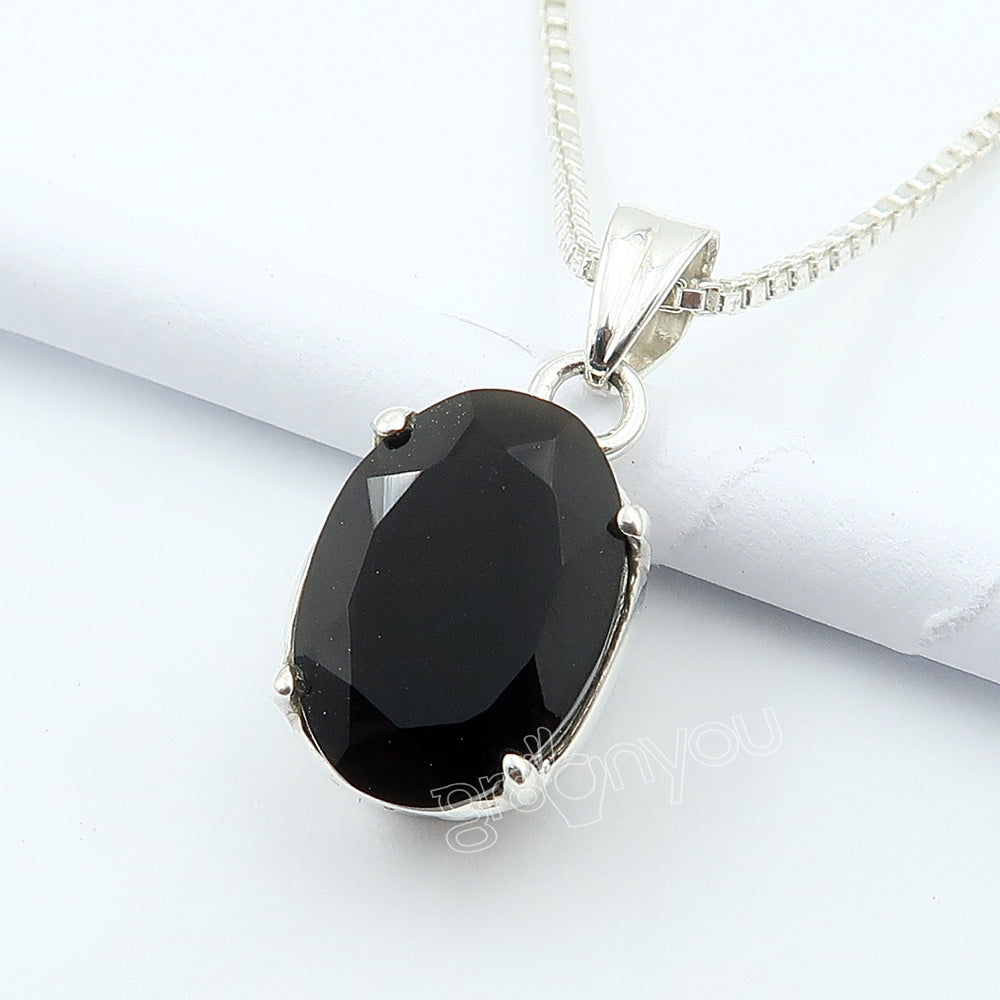 Premium 925 Silver AAA Grade Black Onyx Jewellery Set With Free Box Chain