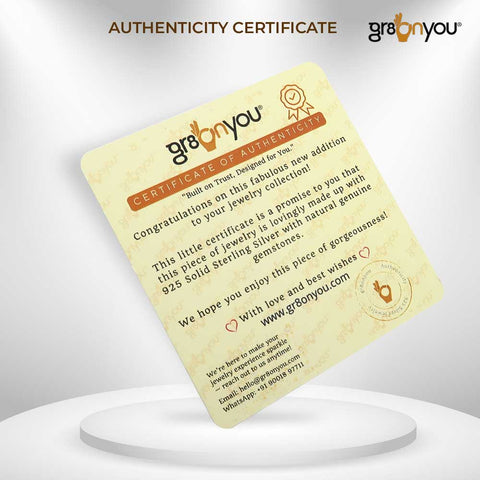 LUXURY GIFT PACKAGING WITH EVERY ORDER | Includes Premium Carry Bag, Magnetic Gift Box, Soft Travel Pouch, Silver Polish Cloth, Authenticity Certificate, Jewellery Care Card, Gemstone Benefits Card & a Complimentary Jewellery Gift