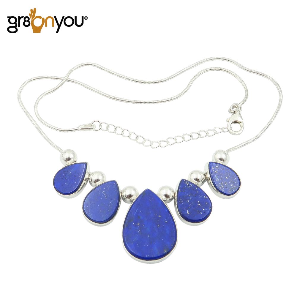 🎁 KOSTENLOSES Geschenk – bei 4 Artikeln – Große 925er Silber-Halskette mit Lapislazuli (Wert 128 €)