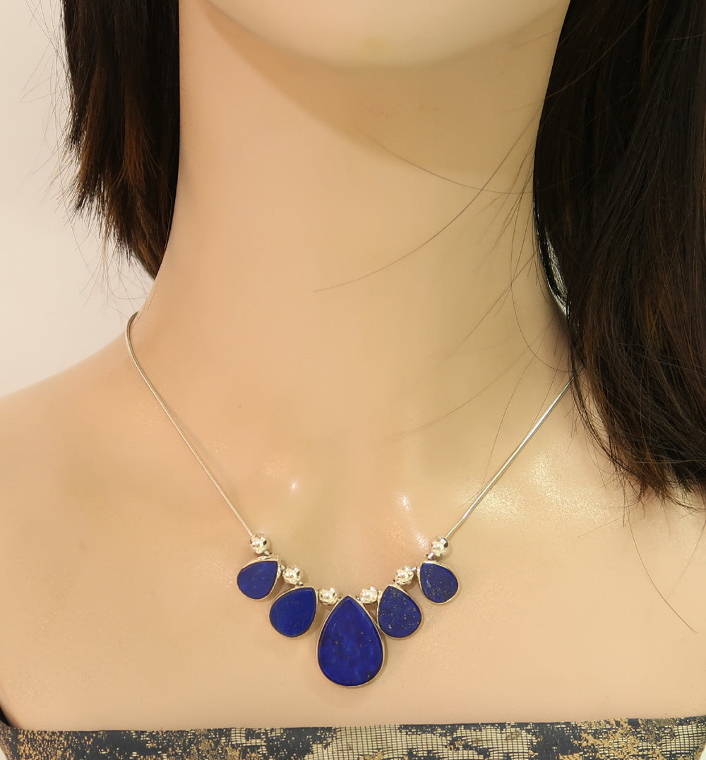 🎁 FREE Gift – with 4 items – 925 Silver Lapis Lazuli Big Necklace (£110 Value)